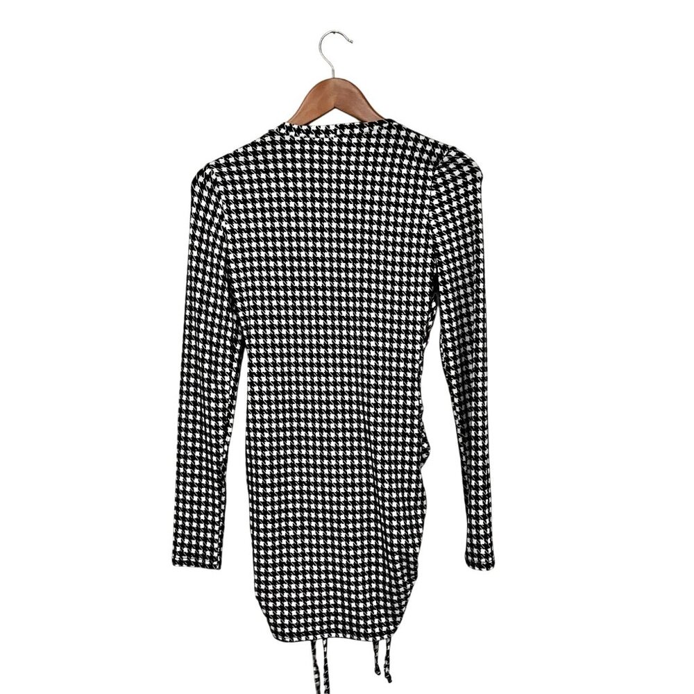 Revamped Women’s Edgy Mod Houndstooth Black and White Mini Dress Size Small - Picture 5 of 5